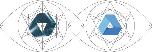 Möbius & Penrose© David McLion (links = Möbiusband – rechts = Penrose-Dreieck)